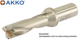 <strong>AKKO</strong>-Wendeplatten-Vollbohrer ø 35 mm, Bohrtiefe 2xD
<br/>kompatibel mit Sandvik 880-0604.., Schaft-ø 40 mit Innenkühlung