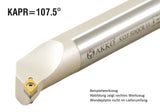 A16M SDQCL 11 AKKO Bohrstange ø 16 mm für DC.T. 11T3..
<br/>links, 107.5° Anstellwinkel, mit Innenkühlung