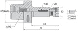 Spannzangenfutter ER25 mit Polygon C6 ISO 26623-1, LPR= 60, mit Innenkühlung, Hersteller AKKO