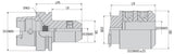 Weldonaufnahme ø 8 mit HSK-A 63 DIN 69893-1 Form A, LPR= 100, mit Innenkühlung, Hersteller AKKO