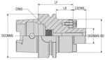 Aufsteckfräserdorn ø 32 mit HSK-A63 DIN 69893-1, ISO 3937-3, LF= 60, mit Innenkühlung, Hersteller AKKO