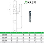 <strong>Lörken</strong>-Vollhartmetall-HPC-Fräser kurz, ø = 20 mm, Schneidenlänge l2 =  26 mm, Gesamtlänge l1 = 92 mm, ungleiche Teilung mit 35°/38°-Spirale, Z=4<br/>Halsfreistich, Weldonschaft ø 20