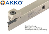 <strong>AKKO</strong>-Außen-Stechhalter, mit Innenkühlung, kompatibel mit Korloy-Stechplatte MGM.-3
<br/>rechts, Schaft 25 x 25 mm