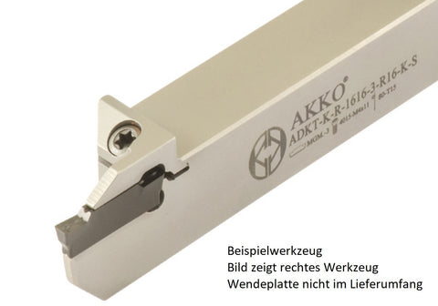AKKO Außen-Stechhalter, kompatibel mit Korloy-Stechplatte MGM.-2
<br/>links, Schaft 16 x 16 mm, für Langdrehautomaten (Swiss-Type)