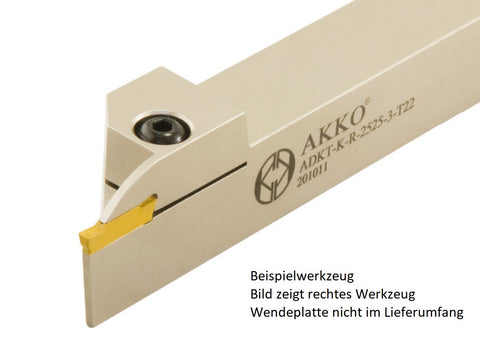 <strong>AKKO</strong>-Außen-Stechhalter, kompatibel mit Korloy-Stechplatte MGM.-3
<br/>rechts, Schaft 20 x 20 mm