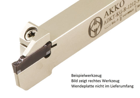 AKKO Außen-Stechhalter, kompatibel mit Korloy-Stechplatte KG.-3
<br/>rechts, Schaft 16 x 16 mm, für Langdrehautomaten (Swiss-Type)