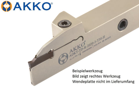 AKKO Außen-Stechhalter, mit Innenkühlung, kompatibel mit Taegutec-Stechplatte TD.-3
<br/>links, Schaft 20 x 20 mm