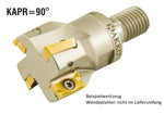 AKKO Einschraubfräser ø 32 mm, 90°, kompatibel mit ISO AP.. 1003..
<br/>Gewindeschaft M16, mit Innenkühlung, Z=4