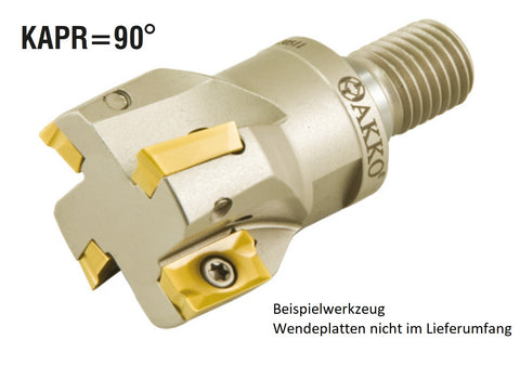 AKKO Einschraubfräser ø 32 mm, 90°, kompatibel mit ISO AP.. 1003..
<br/>Gewindeschaft M16, mit Innenkühlung, Z=4
