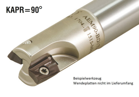 AKKO Wendeplatten-Schaftfräser ø 20 mm, 90°, kompatibel mit Kyocera BDMT 11T3..
<br/>Schaft-ø 20, mit Innenkühlung, Z=2