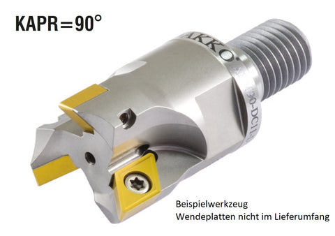 AKKO Einschraubfräser ø 20 mm, 90°, kompatibel mit ISO DC.T 0702..
<br/>Gewindeschaft M10, mit Innenkühlung, Z=2