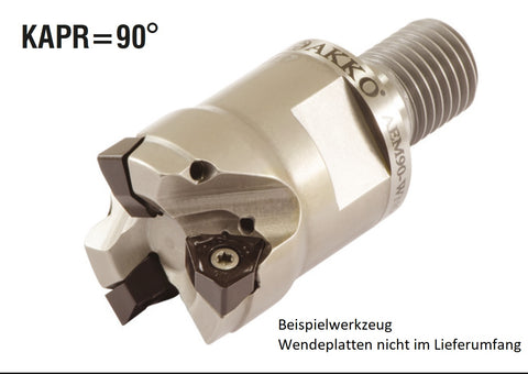 AKKO Einschraubfräser ø 25 mm, 90°, kompatibel mit ZCC WNHU 0604..
<br/>Gewindeschaft M12, mit Innenkühlung, Z=2