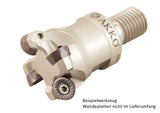 AKKO Einschraubfräser ø 32 mm, für Rundplatten, kompatibel mit Mitsubishi RPMT 1204..
<br/>Gewindeschaft M16, mit Innenkühlung, Z=3