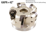 AKKO Planmesserkopf ø 160 mm, 42° Anstellwinkel, kompatibel mit Dijet XDMW 0806..
<br/>Schaft-Ausführung ø 40 mm (Typ C), ohne Innenkühlung, Z=8