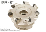 AKKO Planmesserkopf ø 125 mm, 43° Anstellwinkel, kompatibel mit ISO OF.. 05T3..
<br/>Schaft-Ausführung ø 40 mm (Typ B), ohne Innenkühlung, Z=9