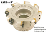 AKKO Planmesserkopf ø 100 mm, 43° Anstellwinkel, kompatibel mit Walter OD.. 0605..
<br/>Schaft-Ausführung ø 32 mm (Typ A), mit Innenkühlung, Z=7