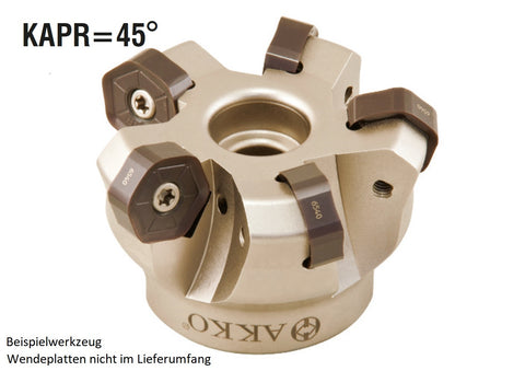 AKKO Planmesserkopf ø 160 mm, 45° Anstellwinkel, kompatibel mit Widia HN.. 0905.., linksschneidend
<br/>Schaft-Ausführung ø 40 mm (Typ C), ohne Innenkühlung, Z=12