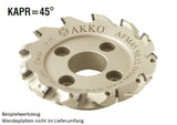 AKKO Planmesserkopf ø 50 mm, 45° Anstellwinkel, kompatibel mit Sandvik R245-12T3 und ZCC SE.. 12T3.., linksschneidend
<br/>Schaft-Ausführung ø 22 mm (Typ A), mit Innenkühlung, Z=4