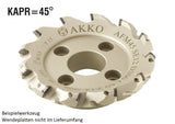 <strong>AKKO</strong>-Planmesserkopf ø 100 mm, 45° Anstellwinkel, kompatibel mit Sandvik R245-12T3 und ZCC SE.. 12T3..
<br/>Schaft-Ausführung ø 32 mm (Typ A), mit Innenkühlung, Z=7