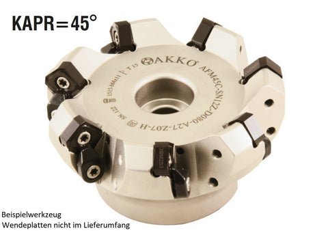 AKKO Planmesserkopf ø 160 mm, 45° Anstellwinkel, kompatibel mit ZCC SNEG 1205..
<br/>Schaft-Ausführung ø 40 mm (Typ C), ohne Innenkühlung, Z=12