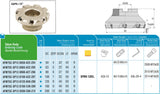 AKKO Planmesserkopf ø 125 mm, 75° Anstellwinkel, kompatibel mit ISO SPKN 1203..
<br/>Schaft-Ausführung ø 40 mm (Typ B), ohne Innenkühlung, Z=8