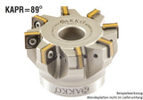 AKKO Eckmesserkopf ø 50 mm, 89° Anstellwinkel, kompatibel mit Iscar SNMU 1305..
<br/>Schaft-Ausführung ø 22 mm (Typ A), mit Innenkühlung, Z=5