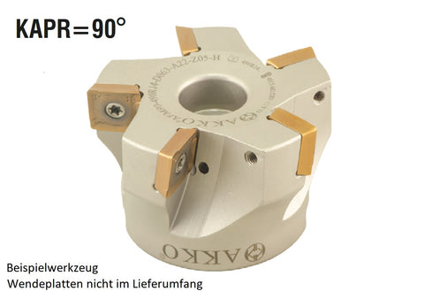 AKKO Eckmesserkopf ø 100 mm, 90° Anstellwinkel, kompatibel mit Sandvik 490R 1404..
<br/>Aufnahme-Bohrung ø 32 mm (Typ A), mit Innenkühlung, Z=7