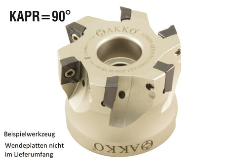 AKKO Eckmesserkopf ø 80 mm, 90° Anstellwinkel, kompatibel mit Dijet ADKT 150508
<br/>Schaft-Ausführung ø 27 mm (Typ A), mit Innenkühlung, Z=8