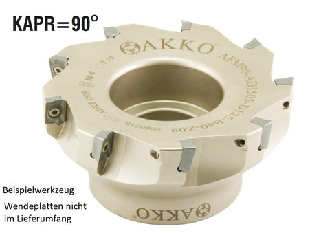 AKKO Eckmesserkopf ø 63 mm, 90° Anstellwinkel, kompatibel mit Iscar AD.. 1505..
<br/>Schaft-Ausführung ø 22 mm (Typ A), mit Innenkühlung, Z=6