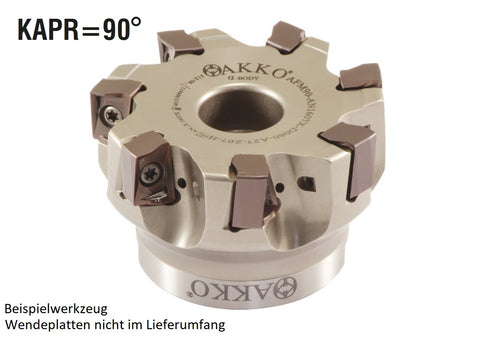 AKKO Eckmesserkopf ø 63 mm, 90° Anstellwinkel, kompatibel mit XTC-GSC ANKX 1607..
<br/>Schaft-Ausführung ø 22 mm (Typ A), mit Innenkühlung, Z=6