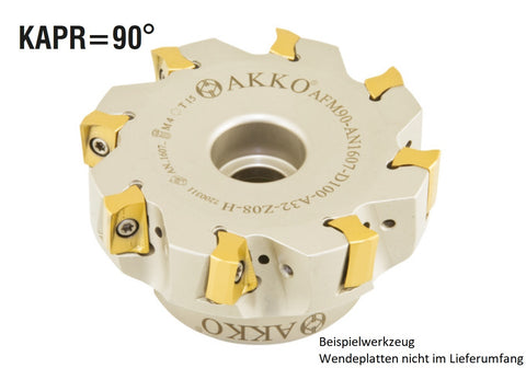 AKKO Eckmesserkopf ø 63 mm, 90° Anstellwinkel, kompatibel mit Taegutec AN.X 1607..
<br/>Schaft-Ausführung ø 22 mm (Typ A), mit Innenkühlung, Z=6