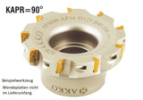 AKKO Eckmesserkopf ø 80 mm, 90° Anstellwinkel, kompatibel mit YG1 AP.. 1604..
<br/>Aufnahmebohrung ø 27 mm (Typ A), mit Innenkühlung, Z=7