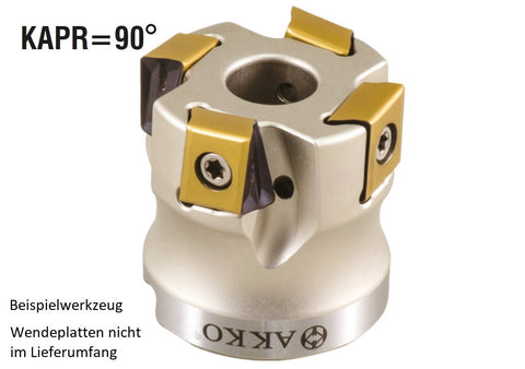 AKKO Eckmesserkopf ø 63 mm, 90° Anstellwinkel, kompatibel mit Iscar T490 LNMT 1306..
<br/>Schaft-Ausführung ø 22 mm (Typ A), mit Innenkühlung, Z=6