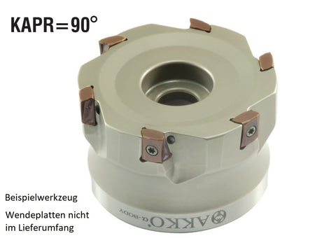 AKKO Eckmesserkopf ø 40 mm, 90° Anstellwinkel, kompatibel mit Seco LOEX 0804..
<br/>Aufnahmebohrung ø 16 mm (Typ A), mit Innenkühlung, Z=6