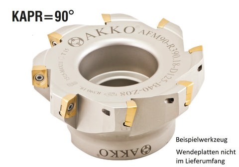 AKKO Eckmesserkopf ø 63 mm, 90° Anstellwinkel, kompatibel mit Sandvik R390 1806..
<br/>Schaft-Ausführung ø 22 mm (Typ A), mit Innenkühlung, Z=5