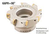 AKKO Eckmesserkopf ø 80 mm, 90° Anstellwinkel, kompatibel mit Sandvik R390 1704..
<br/>Schaft-Ausführung ø 27 mm (Typ A), mit Innenkühlung, Z=7