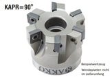 AKKO Eckmesserkopf ø 63 mm, 90° Anstellwinkel, kompatibel mit Iscar SPMT/XPMT/QPMR/QPMT 1004..
<br/>Schaft-Ausführung ø 22 mm (Typ A), mit Innenkühlung, Z=5