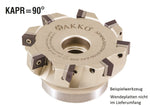AKKO Eckmesserkopf ø 100 mm, 90° Anstellwinkel, kompatibel mit Dijet SDMT 1204..
<br/>Schaft-Ausführung ø 32 mm (Typ A), mit Innenkühlung, Z=8
