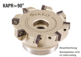 AKKO Eckmesserkopf ø 100 mm, 90° Anstellwinkel, kompatibel mit Dijet SDMT 1204..
<br/>Schaft-Ausführung ø 32 mm (Typ A), mit Innenkühlung, Z=8