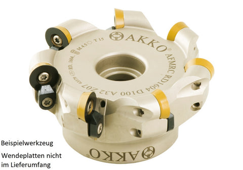 AKKO Messerkopf für Rundplatten, ø 160 mm, kompatibel mit ISO RD.. 1604..
<br/>Aufnahmebohrung ø 40 mm (Typ C), ohne Innenkühlung, Z=8