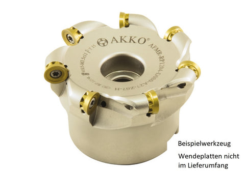 AKKO Messerkopf für Rundplatten, ø 63 mm, kompatibel mit Ceratizit RPNX 10T3..
<br/>Schaft-Ausführung ø 22 mm (Typ A), mit Innenkühlung, Z=6