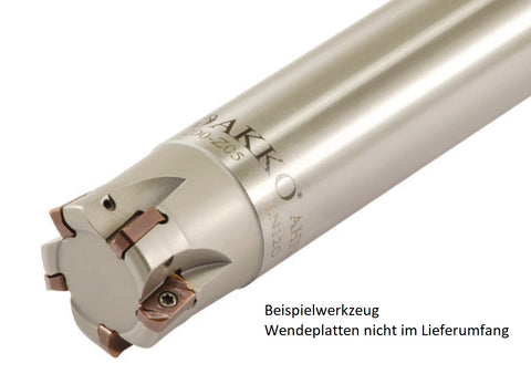 AKKO Hochvorschub-Schaftfräser ø 25 mm, 90°, kompatibel mit Tungaloy LNMU 0303....
<br/>Schaft-ø 25, mit Innenkühlung, Z=4