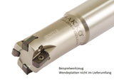 AKKO Hochvorschub-Schaftfräser ø 16 mm für Wendeplatten, kompatibel mit Kyocera LOGU 0303....
<br/>Schaft-ø 16, mit Innenkühlung, Z=2