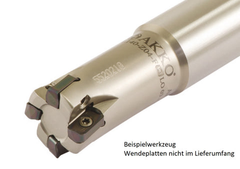 AKKO Hochvorschub-Schaftfräser ø 21 mm, 90°, kompatibel mit Kyocera LOGU 0303....
<br/>Schaft-ø 20, mit Innenkühlung, Z=3