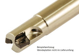 AKKO Hochvorschub-Schaftfräser ø 12 mm für Wendeplatten, kompatibel mit Kyocera LPGT 0102....
<br/>Schaft-ø 12, ohne Innenkühlung, Z=2