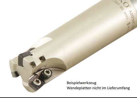 AKKO Hochvorschub-Schaftfräser ø 25 mm für Wendeplatten, kompatibel mit ZCC SD.. 09T3....
<br/>Schaft-ø 25, ohne Innenkühlung, Z=3