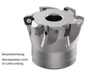 AKKO Hochvorschub-Messerkopf für Wendeplatten, ø 63 mm, kompatibel mit Dijet SPNW 1004..
<br/>Schaft-Ausführung ø 22 (Typ A), mit Innenkühlung, Z=6