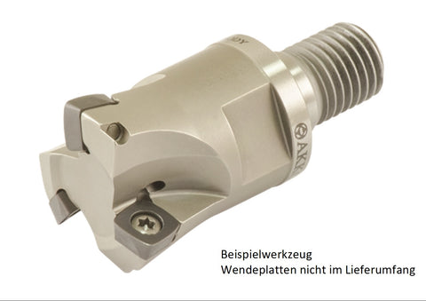 AKKO Hochvorschub-Einschraubfräser ø 42 mm, kompatibel mit Dijet SPNW 1004..
<br/>Gewindeschaft M16, mit Innenkühlung, Z=4