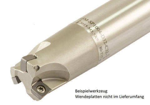 AKKO Hochvorschub-Schaftfräser ø 32 mm für Wendeplatten, kompatibel mit Dijet SPNW 1004....
<br/>Schaft-ø 32, ohne Innenkühlung, Z=3