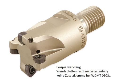 AKKO Hochvorschub-Einschraubfräser ø 25 mm, kompatibel mit Dijet WDMT 0503..
<br/>Gewindeschaft M12, mit Innenkühlung, Z=3
